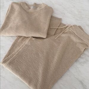 FP BEACH Free People Women's airy knit SET in sand XS. Lounge, beach, casual.